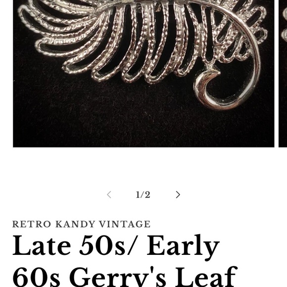 Vintage Gerry’s silver-tone fern/leaf brooch from late 50’s/early 60’s - Picture 8 of 9